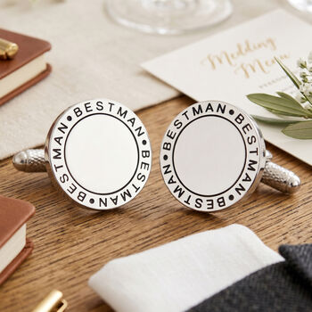 Best Man Round Cufflinks, 2 of 10