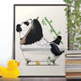Panda Bear Using Bath, Bathroom Animal Poster, thumbnail 1 of 6