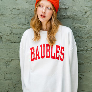 Unisex 'Baubles' Christmas Jumper Sweatshirt, 4 of 12