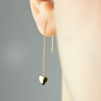 Heart Shaped Dangle Gold Plated Earrings, 2 of 4