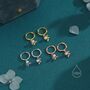 Sterling Silver Tiny Leaf And Natural Pearl Huggie Hoop Earrings, thumbnail 9 of 11