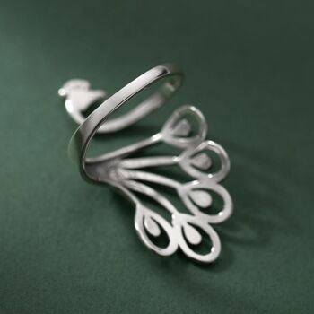 Sterling Silver Adjustable Peacock Ring, 3 of 5