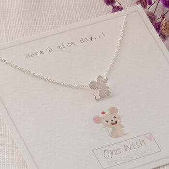 Cute Mouse Sterling Silver Necklace Mice Day, 2 of 9