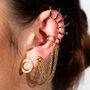 Cuff And Stud With Chain In Gold Plated, thumbnail 2 of 4