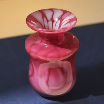 Vintage Mid Century Mottled Glass Bud Vase Pink, 3 of 3