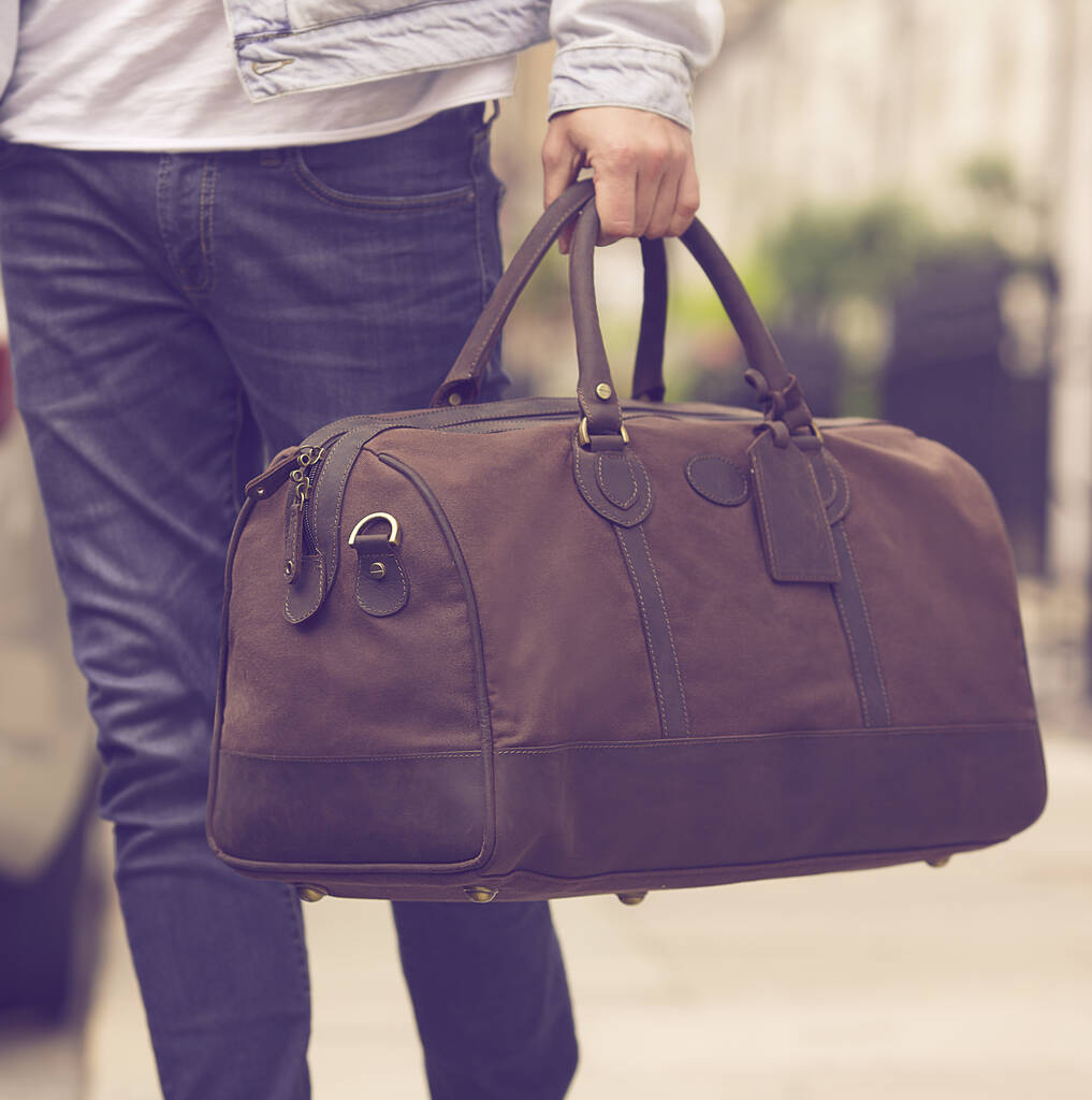 Brown Waxed Canvas And Leather Travel Holdall, 1 of 6