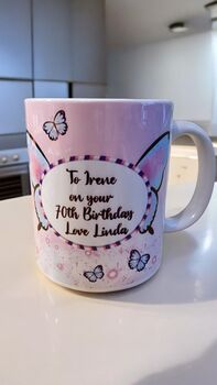 Gonk Butterfly Purple Mug, Personalised Gifts, Birthday, 3 of 4