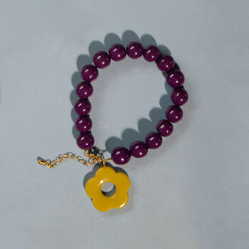 Aubergine Beads And Olive Flower Toggle Necklace, 4 of 5