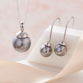 Pearl Necklace And Earring Set In Silver, 3 of 5