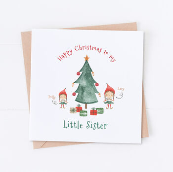 Little Sister Happy Christmas Elf Card, 2 of 2