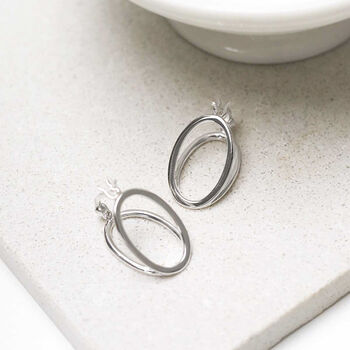 Sterling Silver Double Oval Loop Hoop Earrings, 11 of 12