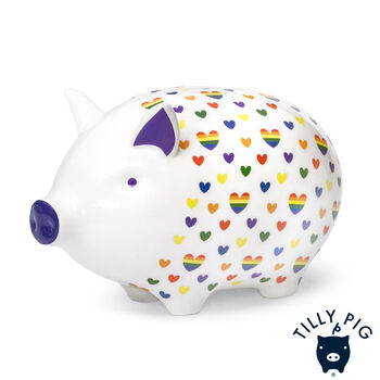 Tilly Pig Hearts And Rainbows Piggy Bank, 4 of 10