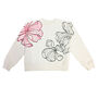White Abstract Flower Hand Painted Sweatshirt, thumbnail 2 of 4
