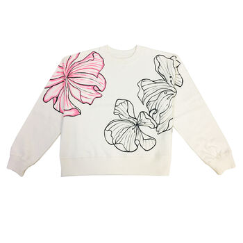 White Abstract Flower Hand Painted Sweatshirt, 2 of 4