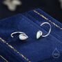 Sterling Silver White Opal Droplet Opal Huggie Hoop Earrings, thumbnail 1 of 11