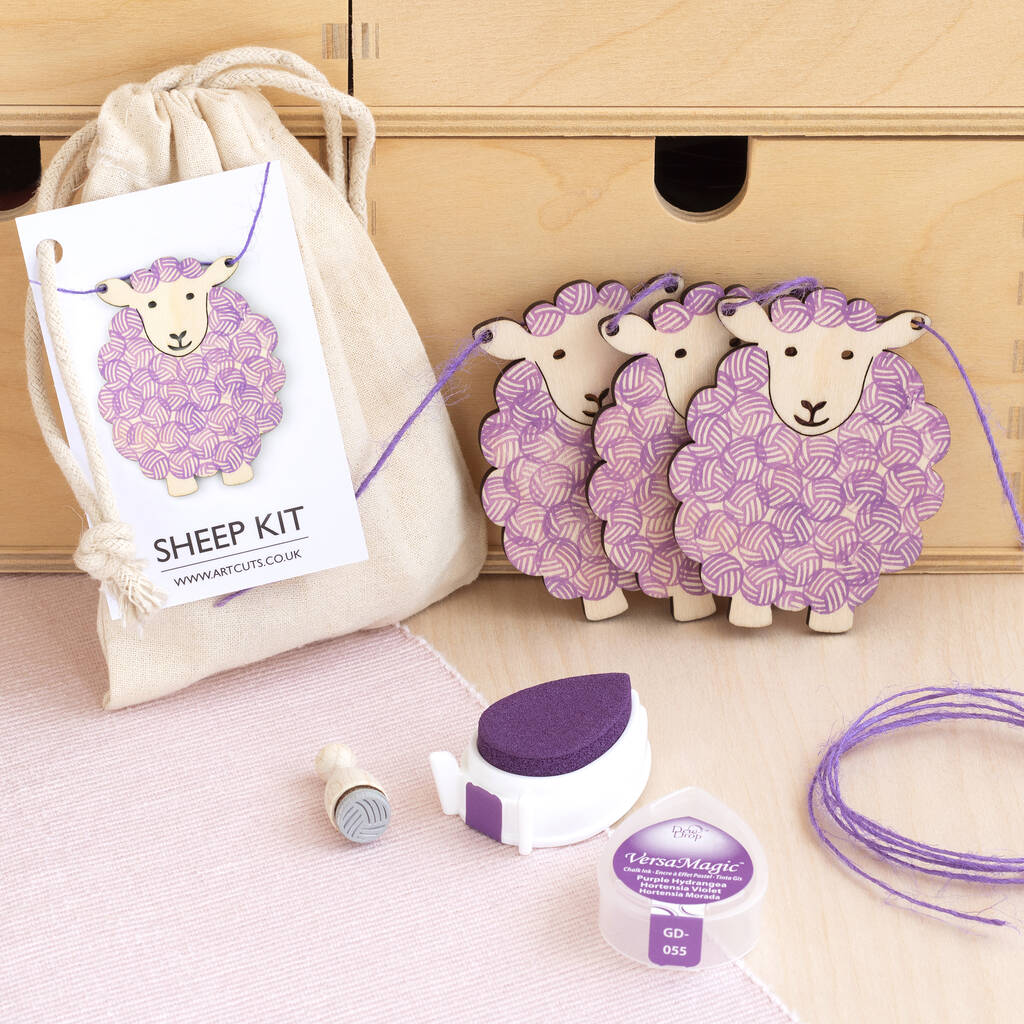 Sheep Wooden Craft Kit Purple, 1 of 2