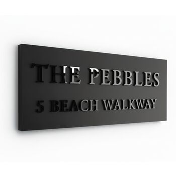 Matte Black House Sign With Raised Gloss Black Lettering, 3 of 3