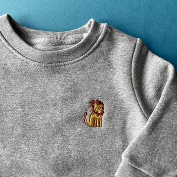 Children's Personalised Embroidered Lion Sweatshirt, 3 of 5