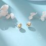 Sterling Silver Two Tone Heart Disk Stud Earrings, thumbnail 3 of 11
