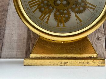 Gold Distressed Moving Gears Mantel Clock Roman Numeral, 8 of 8