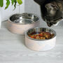 Pink And Grey Marble Jesmonite Pet Bowl, thumbnail 4 of 5