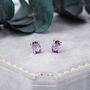 Sterling Silver Amethyst Purple Oval Cz Stud Earrings, thumbnail 6 of 12