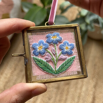 Forget Me Not Hand Embroidered Framed Keepsake, 5 of 5