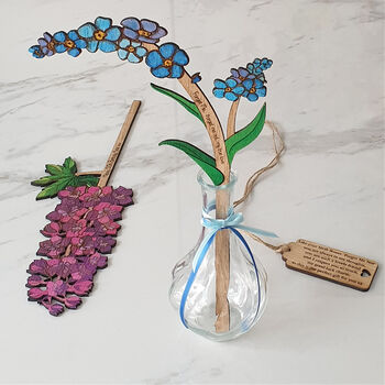 Handpainted Wood Violet Birth Flower February In Vase, 5 of 10