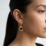 Enso Black Onyx And Molten Gold Drop Huggies, thumbnail 2 of 5