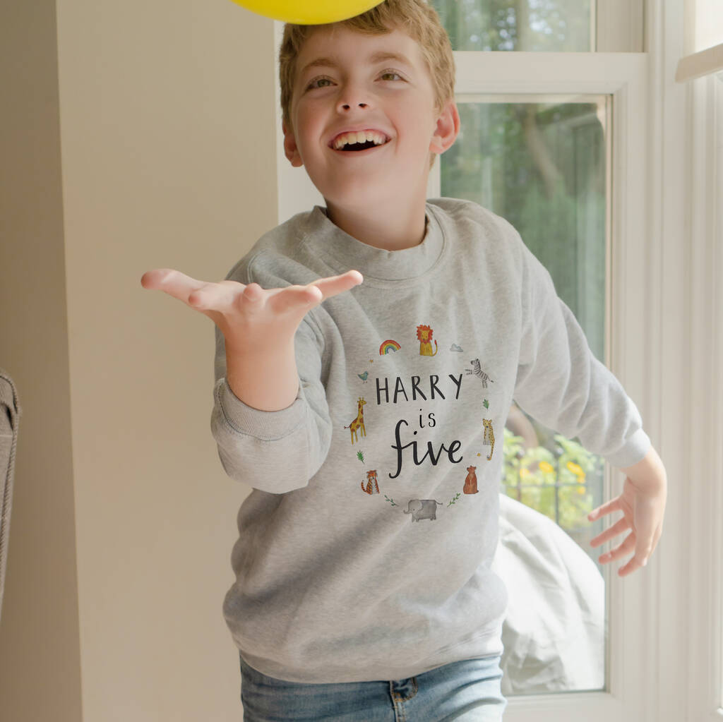 Personalised Name 'Is Five' Birthday Sweatshirt, 1 of 3