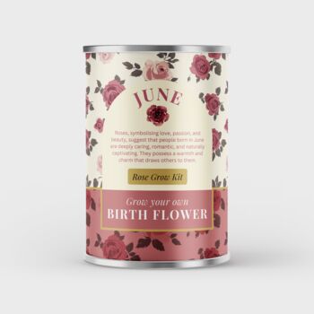 Grow Your Own June Birth Flower Personalised Name Tin, 3 of 8