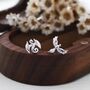 Mismatched Dragon And Phoenix Stud Earrings In Sterling Silver, thumbnail 1 of 10