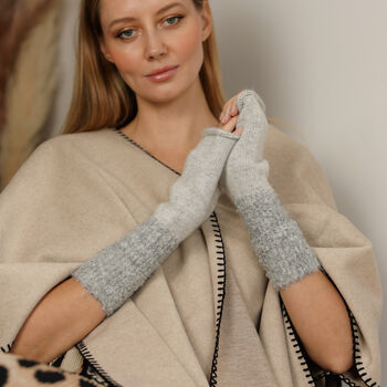 Bouclé Cuff Shimmer Fingerless Gloves – Three Colourways, 4 of 12