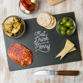 Natural Slate 'Eat, Drink And Be Merry' Serving Board, 3 of 6