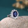 Vintage Inspired Sapphire Blue Cz Ring In Sterling Silver, thumbnail 1 of 9