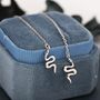 Snake Threader Earrings In Sterling Silver, thumbnail 5 of 10
