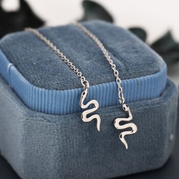 Snake Threader Earrings In Sterling Silver, 5 of 10