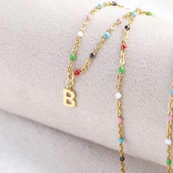 Colourful Beaded Initial Charm Necklace, 12 of 12