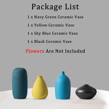 Set Of Four Small Ceramic Mini Matte Flower Vases, 2 of 4