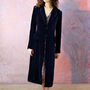 Silk Velvet 1940's Style Coat In Midnight Blue, thumbnail 1 of 4
