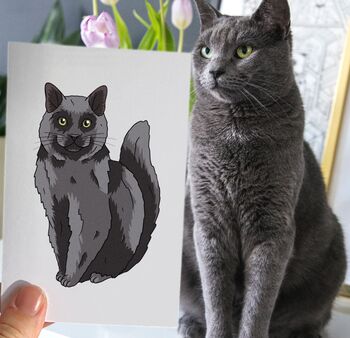 Personalised Full Cat Portrait Print, Cat Lover Gift, 2 of 10