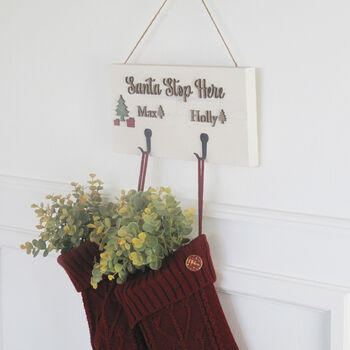 Personalised Winter White Stocking Holder, 4 of 4