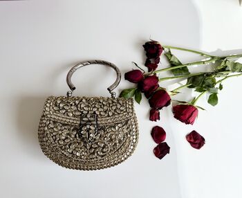 Amritsar Antique Handcrafted Kundan Clutch Bag, 5 of 9