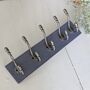 Salvaged Wooden Coat Rack Painted In Old Violet, thumbnail 1 of 5