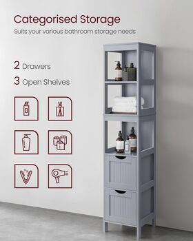 High Cabinet Bathroom Storage Removable Drawers, 8 of 12