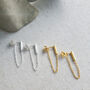 Gold Vermeil Bar And Chain Dangle Ear Stud Earrings, thumbnail 5 of 7