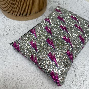 Pink Bolt Glitter Clutch Bag, 2 of 5