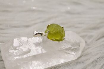 Raw Peridot Sterling Silver Pendant Necklace, 11 of 12