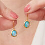 Opal Oval Short Drop Gold Plated Silver Earrings, thumbnail 5 of 11
