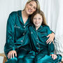 Special Offer! Women's Personalised Christmas Emerald Silky Satin Pj, thumbnail 4 of 7